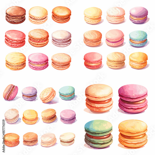 A collection of colorful macarons in various flavors and colors