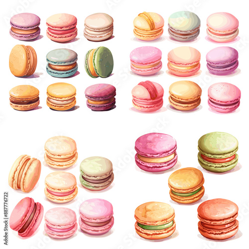A collection of pastries with different colors and flavors