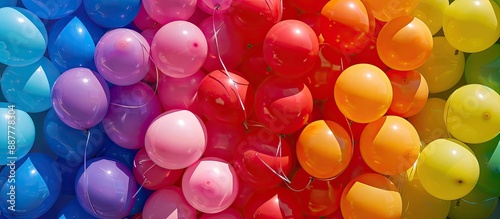 Colorful balloons atop a va...