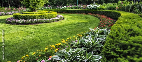 Formal garden with flower b...