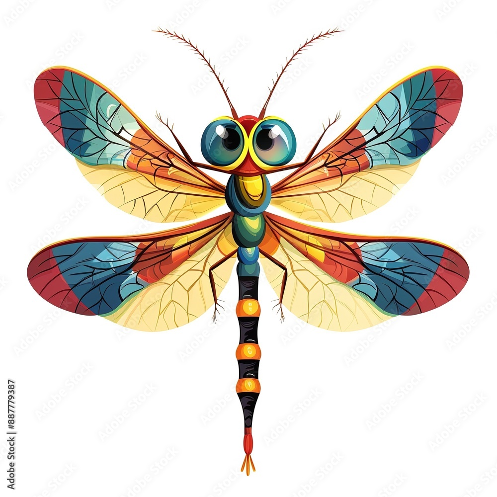 Obraz premium Dragonfly Retro animal fashion cartoon isolated whitebackground