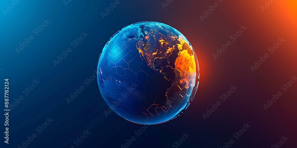 The Earth surrounded glowing data streams, symbolizing global connectivity and technology's impact on world events. The Earth surrounded glowing data streams, symbolizing global connectivity and technology's impact on world events.