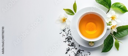 Green tea leaves and jasmin...