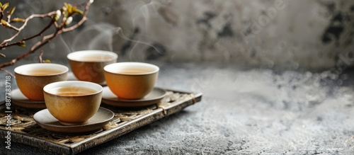 Tea set in a box against a ...