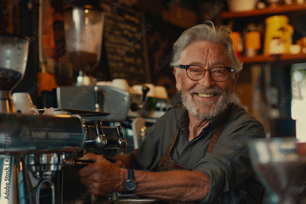 Modern classic interior coffee shop with friendly barista tasty takeout drink, Generative AI Modern classic interior coffee shop with friendly barista tasty takeout drink, Generative AI
