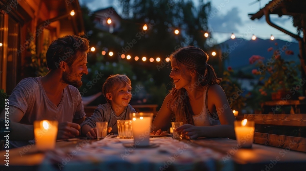 A family of three, a man, a woman and a child A family of three, a man, a woman and a child