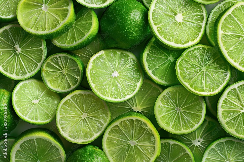 Fresh Sliced Green Limes Background Fresh Sliced Green Limes Background