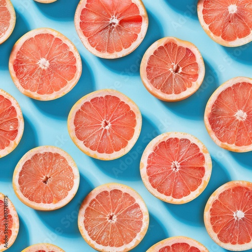 Fresh Grapefruit Halves in Morning Sunlight