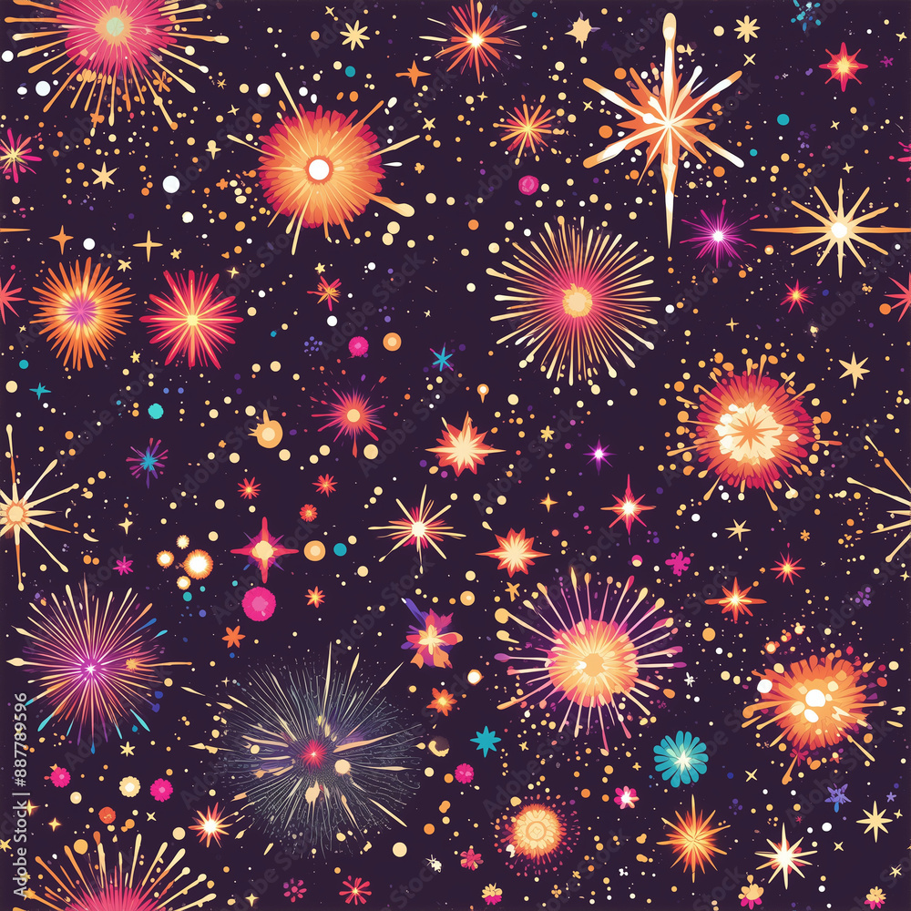 Naklejka premium アニメ風の花火の爆発パターン