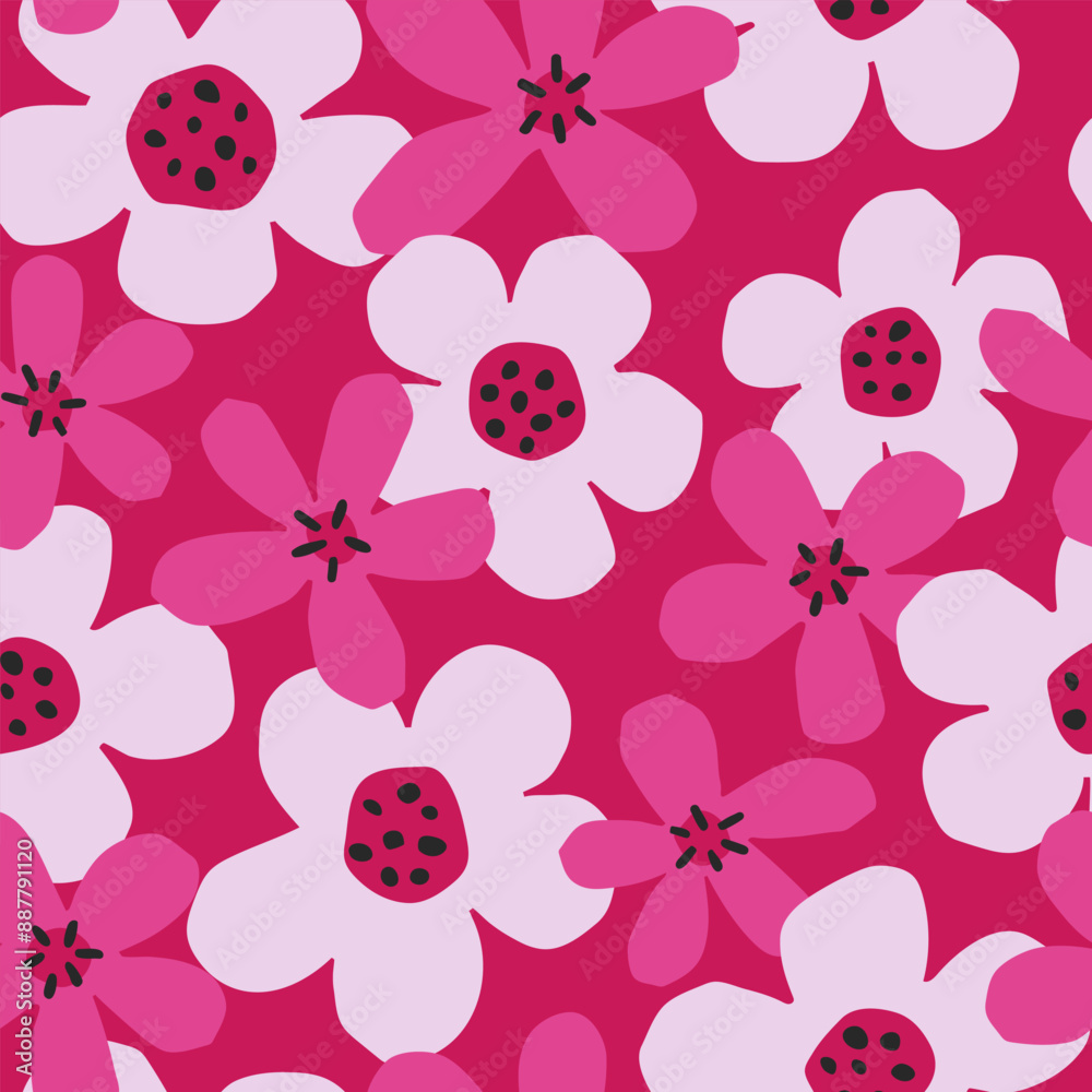 Fototapeta premium Big cutout flowers seamless pattern