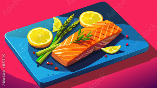 salmon steak with vegetables