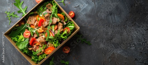 Delicious salad with meat a...