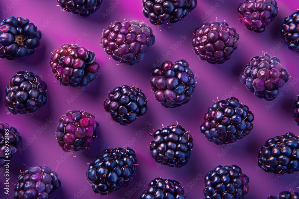 Blackberries Pattern on Purple Background Blackberries Pattern on Purple Background