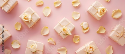Pastel colored gift boxes a...
