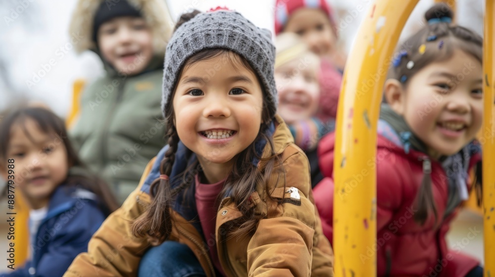 A group of children from various ethnic backgrounds playing together in a school playground, enjoying each other's company A group of children from various ethnic backgrounds playing together in a school playground, enjoying each other's company