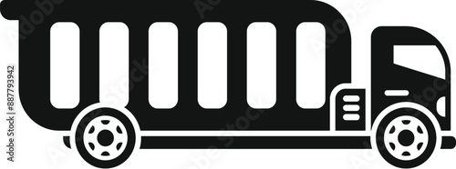 Large tipper truck is transporting building materials on a construction site