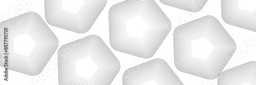 3D white geometric abstract background overlapping layers on bright space with pentagon effect decoration