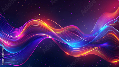 Vibrant Big Neon Wave Background