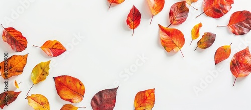 Autumn leaves set against a...