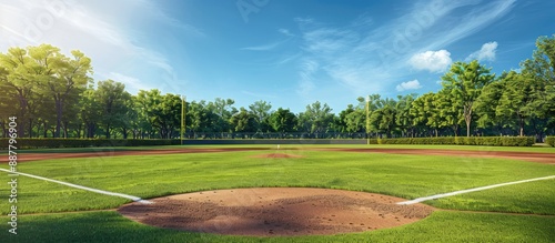 Obraz na płótnie Park with a baseball field perfect for games and events with a vast open area ideal for recreation and sports featuring a copy space image w salonie