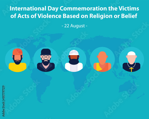 illustration vector graphic of people with different religions from all over the world, perfect for international day, commemoration the victims, acts of violence based, religion or belief.