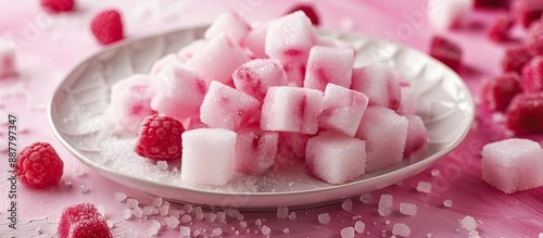A plate of sugar cubes with...