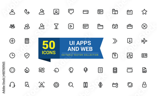 Web icons, Basic Ux Ui Icons. ui ux icon set, user interface iconset collection.