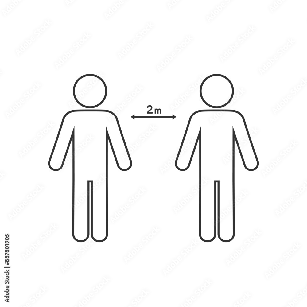 Fototapeta premium Keep distance icon. Coronovirus epidemic protective equipment. Preventive measures. Steps to protect yourself. Keep the 1 meter distance. Vector illustration