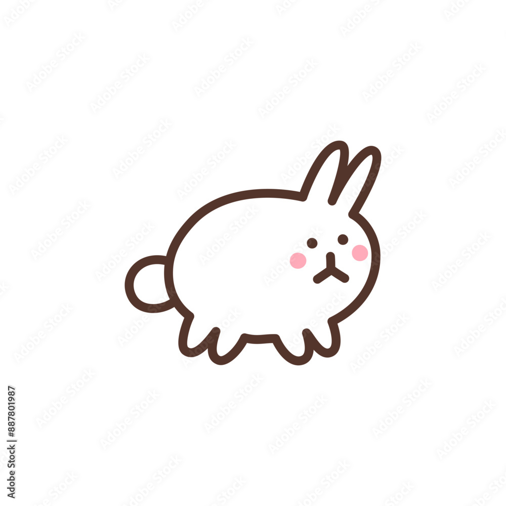 Vector contour illustration of hare isolated on white background. Cute minimalistic lucky rabbit. Funny bunny in simple style. Easter holiday symbol. Domestic animal Vector contour illustration of hare isolated on white background. Cute minimalistic lucky rabbit. Funny bunny in simple style. Easter holiday symbol. Domestic animal