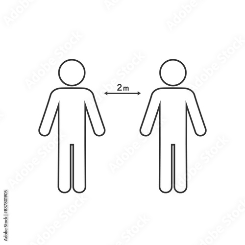 Keep distance icon. Coronovirus epidemic protective equipment. Preventive measures. Steps to protect yourself. Keep the 1 meter distance. Vector illustration