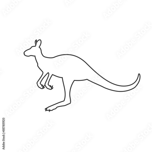 Vector black jumping kangaroo silhouette isolated on white background