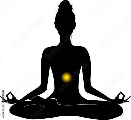 Meditation aura and solar plexus chakra vector