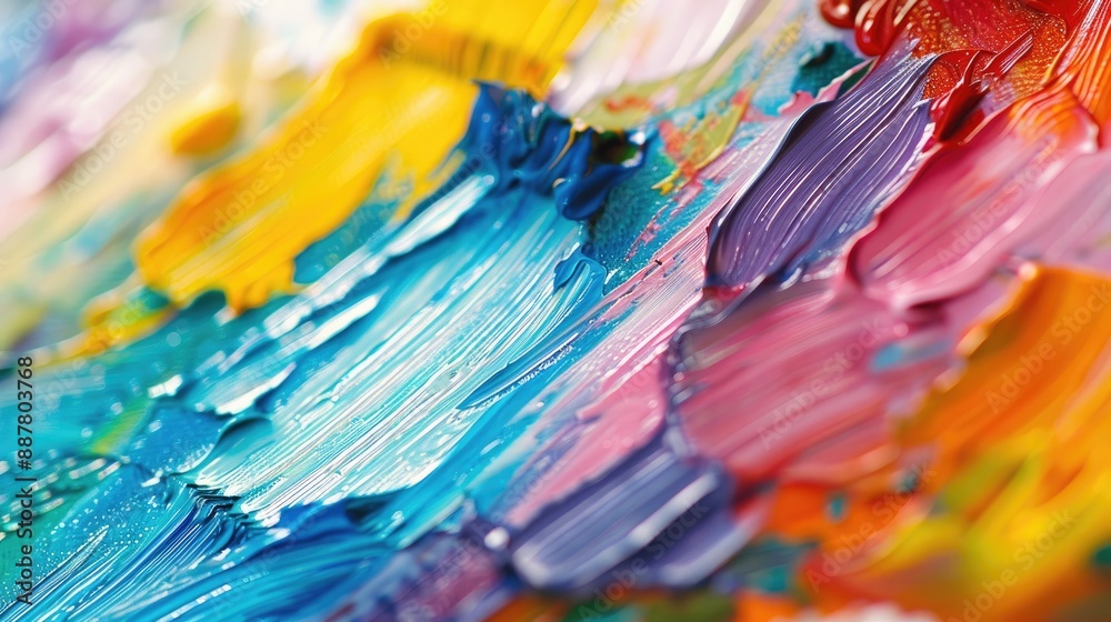 Close up of canvas with colorful oil paint Close up of canvas with colorful oil paint