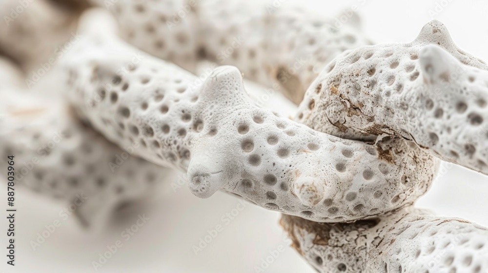 Close up view of weathered live coral chain on a white background Close up view of weathered live coral chain on a white background
