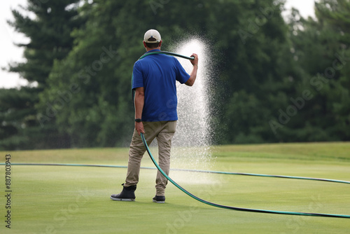 Watering golf course