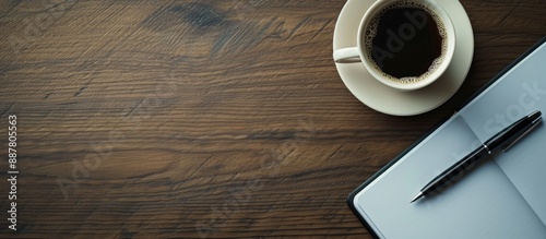 Office desk with coffee pen...