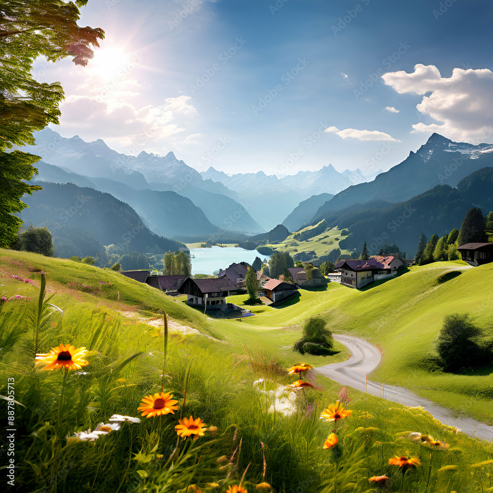 landscape with mountains