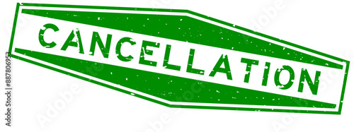 Grunge green cancellation word hexagon rubber seal stamp on white background