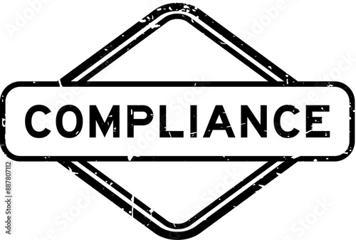 Grunge black compliance word rubber seal stamp on white background