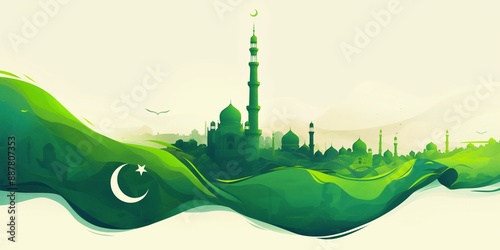 Abstract illustration in vector style for Pakistan Independence Day. photo