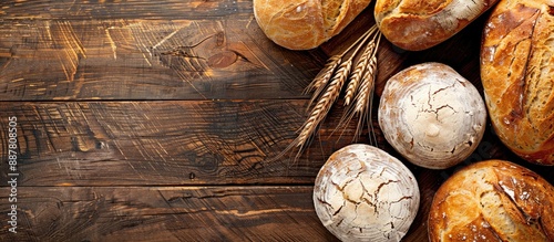 Top view of fresh bread wit...