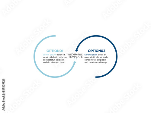 Vector infographic thin line design with marketing icons. Business concept with 2 options, steps or processes.
