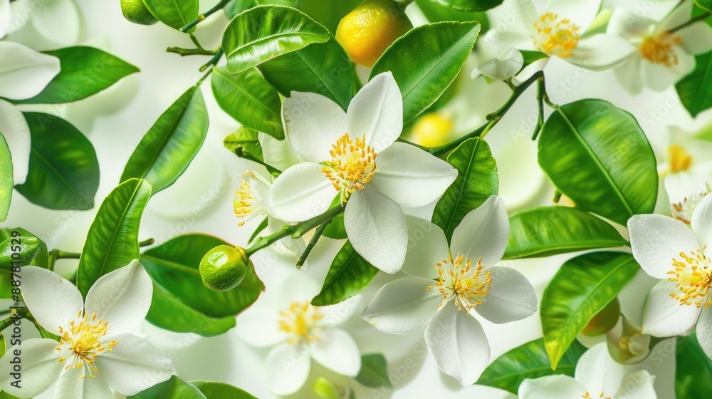 Obraz premium Background of blooming lemon flowers