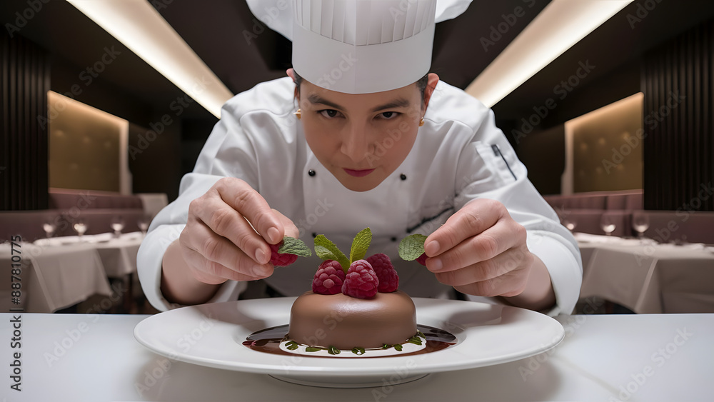 photo of a chef prepare a dessert, like in a Michelin star restaurant photo of a chef prepare a dessert, like in a Michelin star restaurant