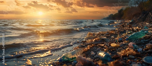 Pollution at dusk on a sea ...