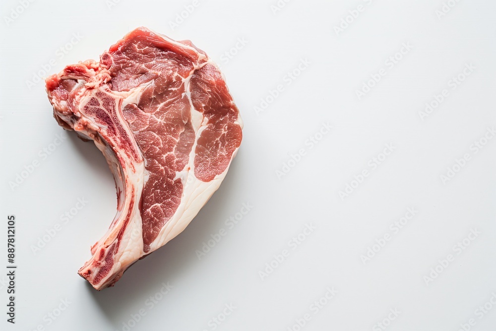Raw Bone-In Steak on White Background Raw Bone-In Steak on White Background