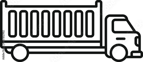 Simple line drawing of a tipper truck delivering construction material