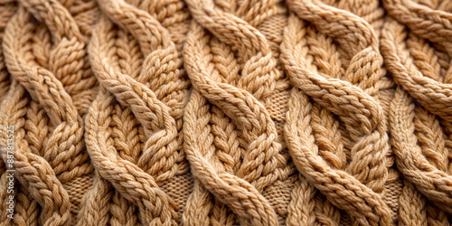 Close-Up of a Beige Knitted Sweater Texture. Background.