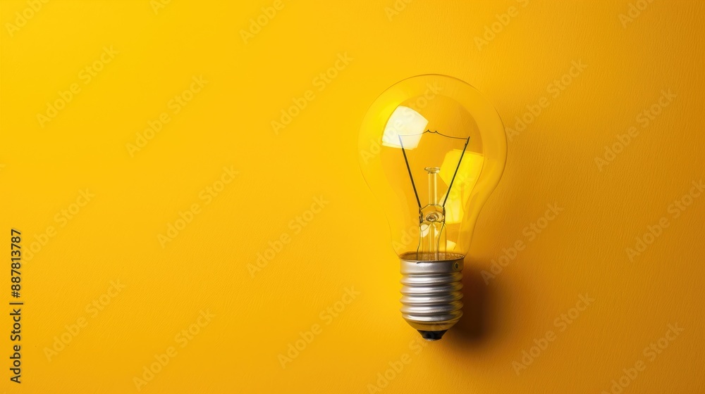 Yellow background with a light bulb Yellow background with a light bulb