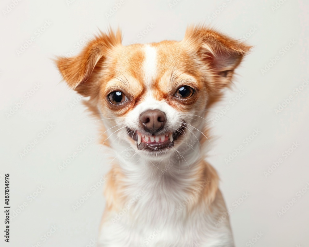 Funny Dog Disgusted Face. Adorable Pet with Discontent Expression on White Background Funny Dog Disgusted Face. Adorable Pet with Discontent Expression on White Background
